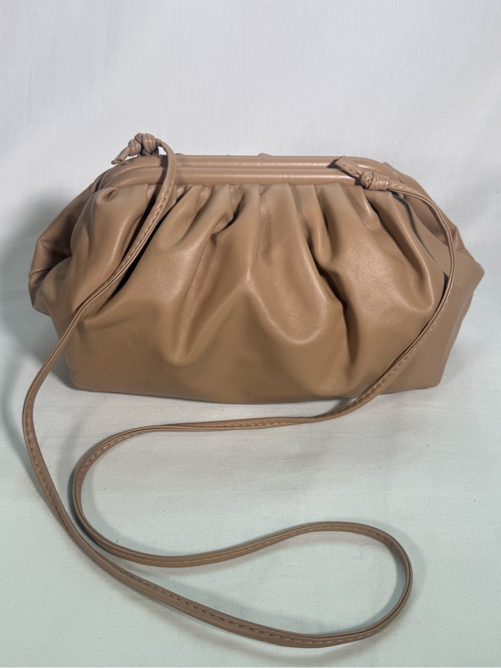Women's Taupe Ruched Crossbody Shoulder Bag